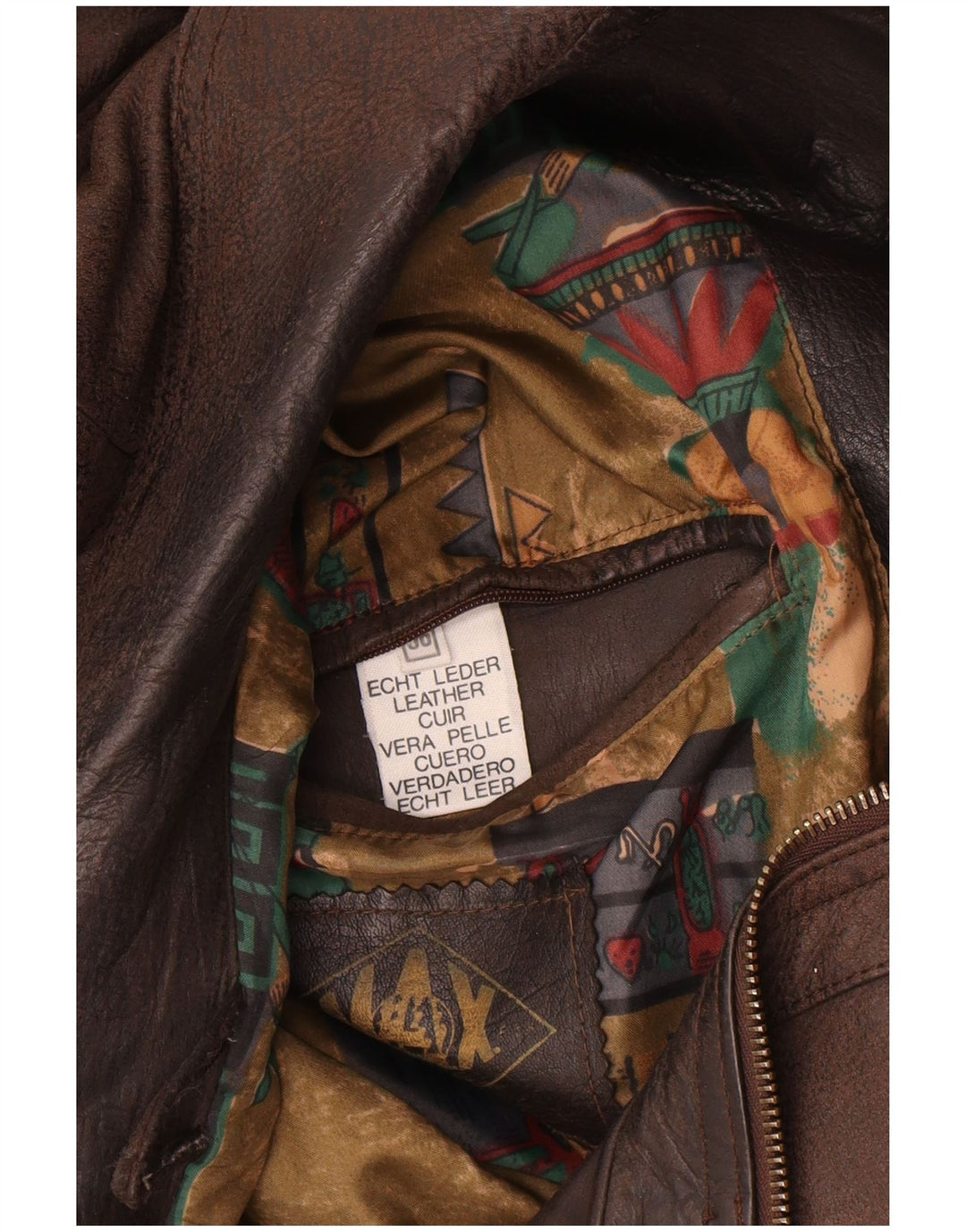 Giacca bomber in pelle da uomo vintage IT 56 3XL Pelle marrone