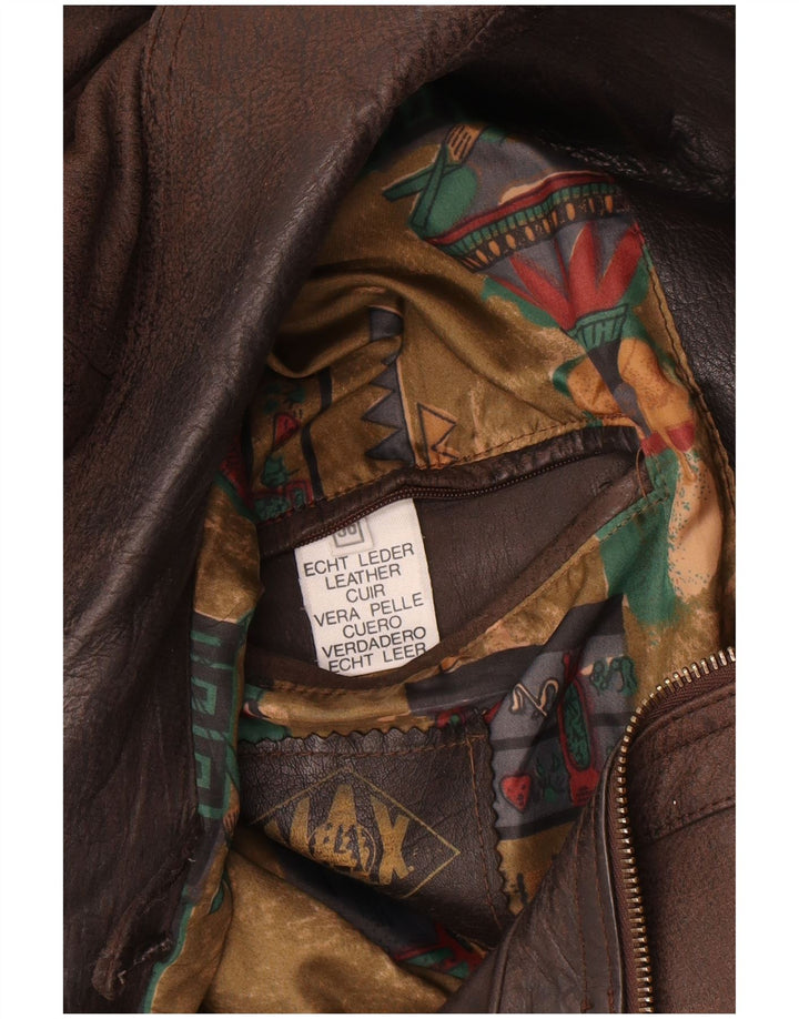 Giacca bomber in pelle da uomo vintage IT 56 3XL Pelle marrone