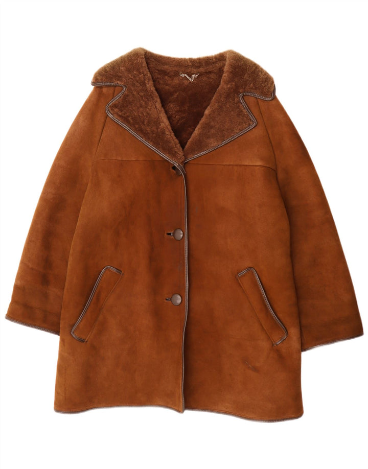 Cappotto in shearling oversize da donna Morlands UK 16 Grande pelle di pecora marrone