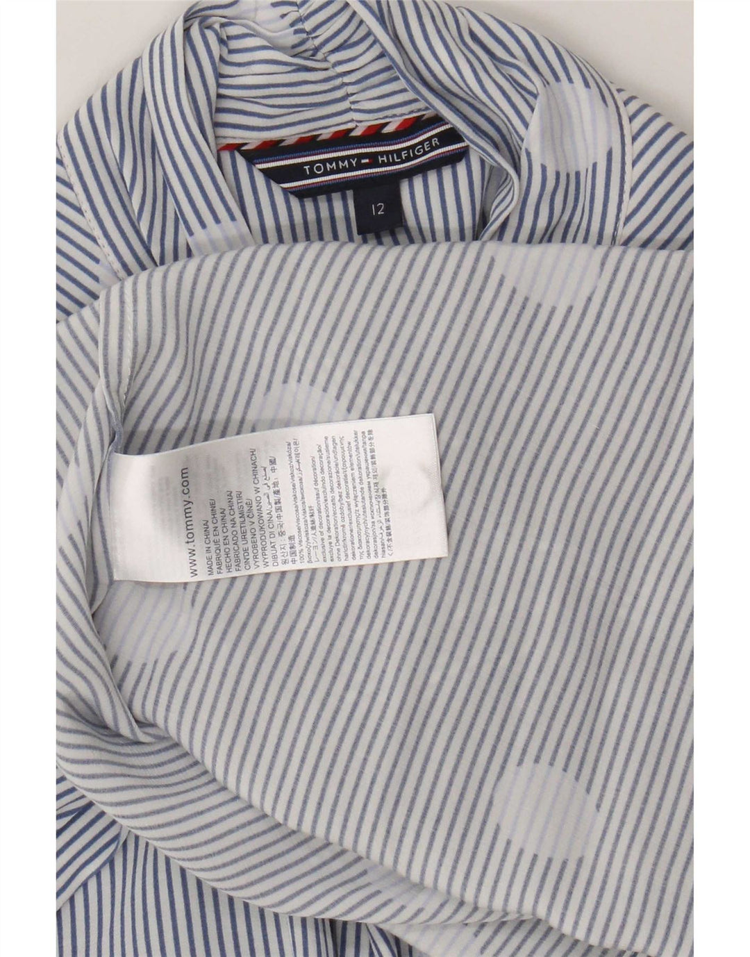 Tommy Hilfiger Donna Camicia con cravatta sul davanti Camicetta US 12 Grandi pois blu