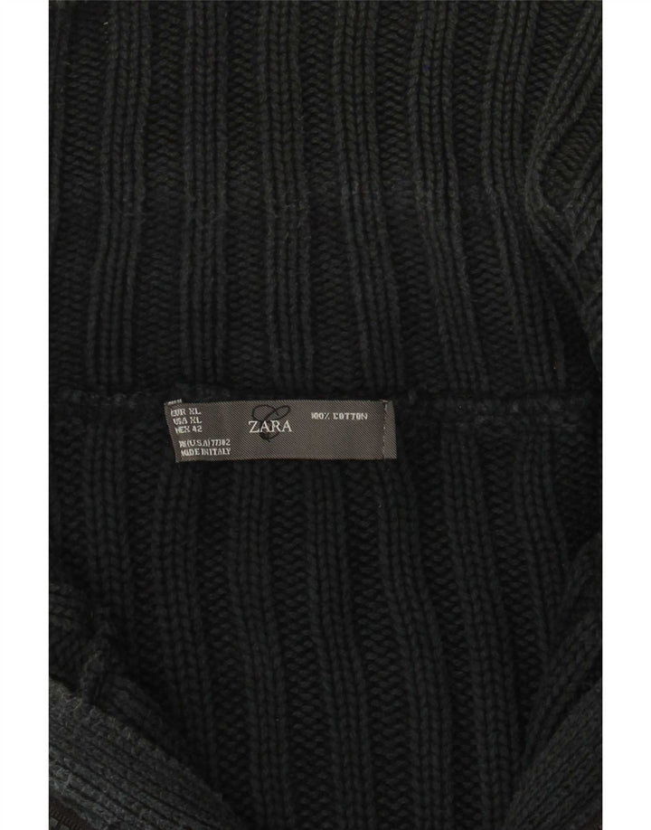 Maglione cardigan da uomo Zara XL in cotone grigio