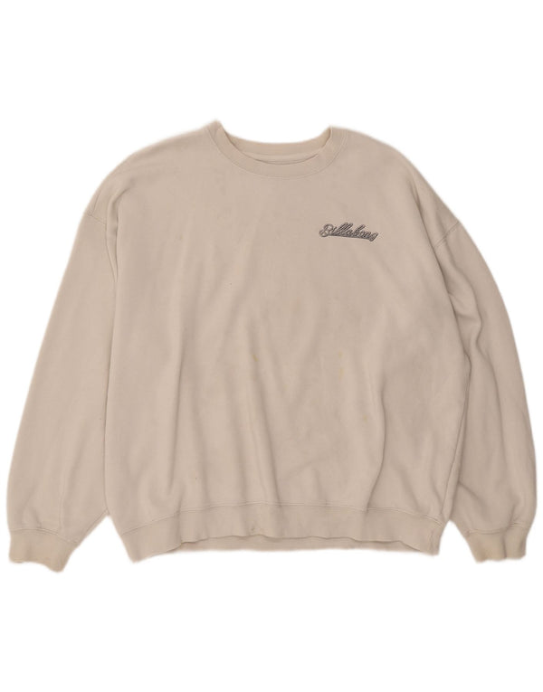 BILLABONG Mens Loose Fit Graphic Sweatshirt Jumper Medium Off White Cotton
