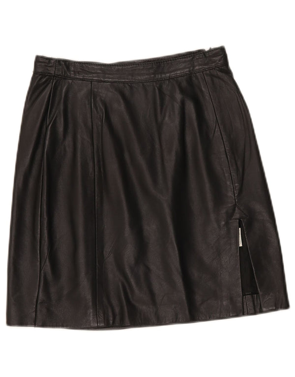 Mini gonna in pelle vintage da donna W24 XS nera