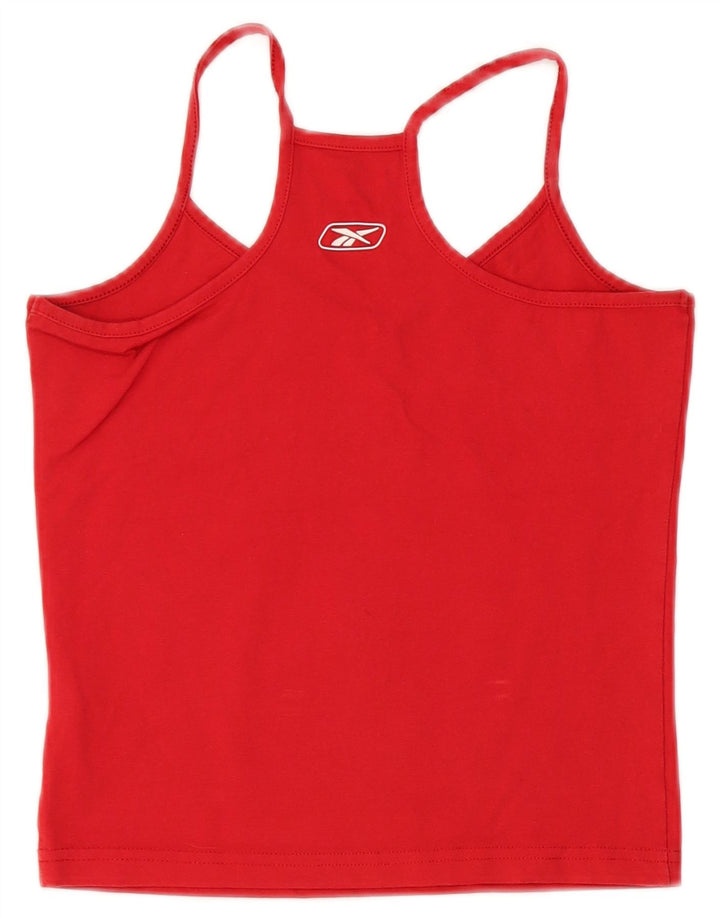 Reebok Donna Graphic Crop Cami Top UK 12 Medio Rosso Cotone
