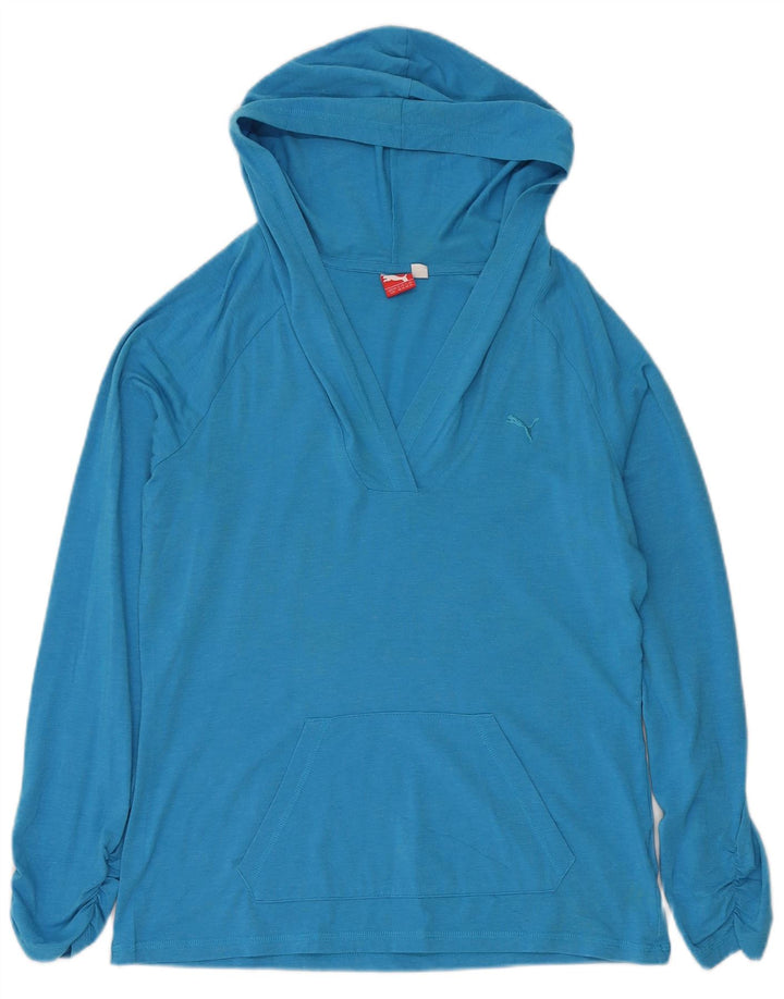 Maglia a maniche lunghe con cappuccio da donna PUMA UK 14 Large Blu