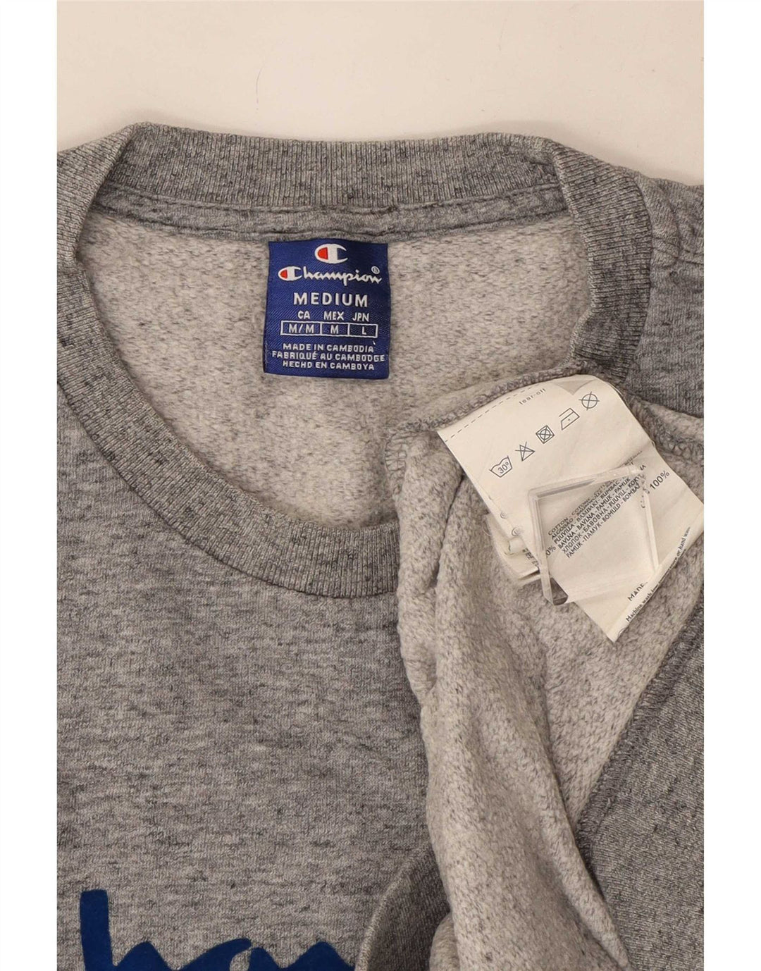 Felpa grafica da uomo Champion in cotone chiazzato grigio medio