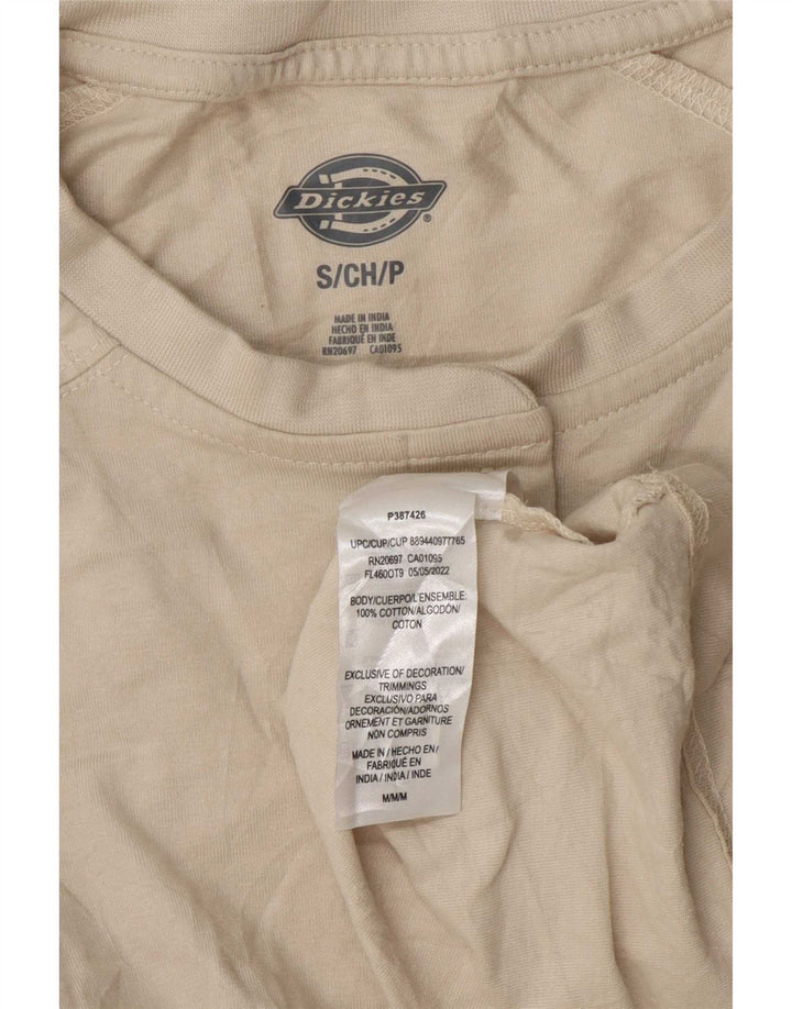 Dickies Top da donna a maniche lunghe UK 10 piccolo in cotone beige