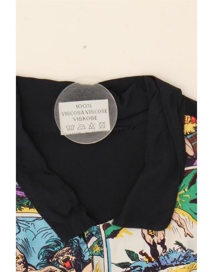 Camicia a maniche corte con grafica Tarzan da uomo Lemon, grande patchwork blu navy