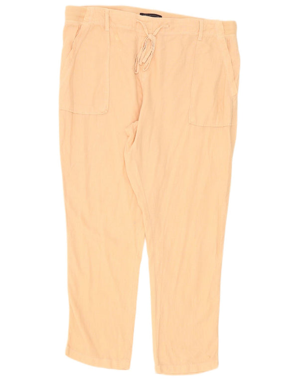 Pantaloni casual slim da donna Marks & Spencer UK 16 Large W36 L28 Lino rosa