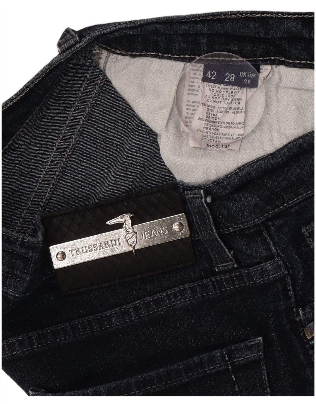 Jeans Dritti Donna Trussardi W26 L30 Cotone Blu Navy