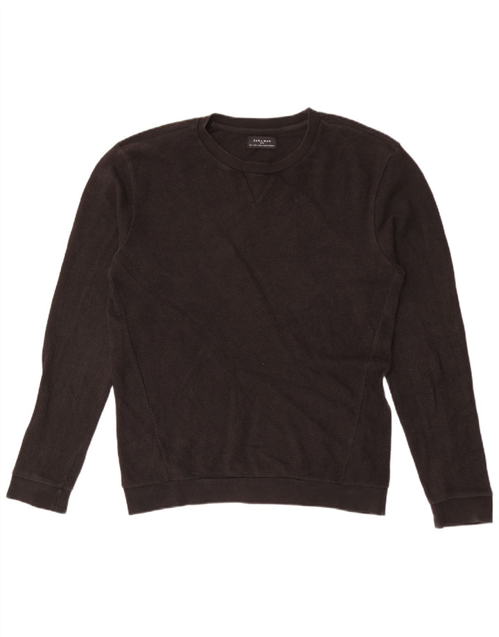 Maglione maglione girocollo da uomo Zara grande in cotone nero