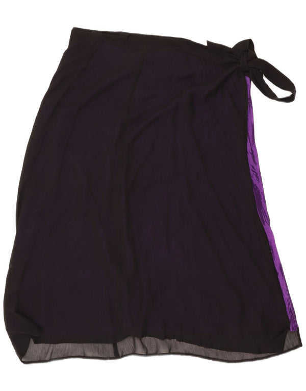 Gonna a portafoglio da donna vintage taglia unica W48 in viscosa nera