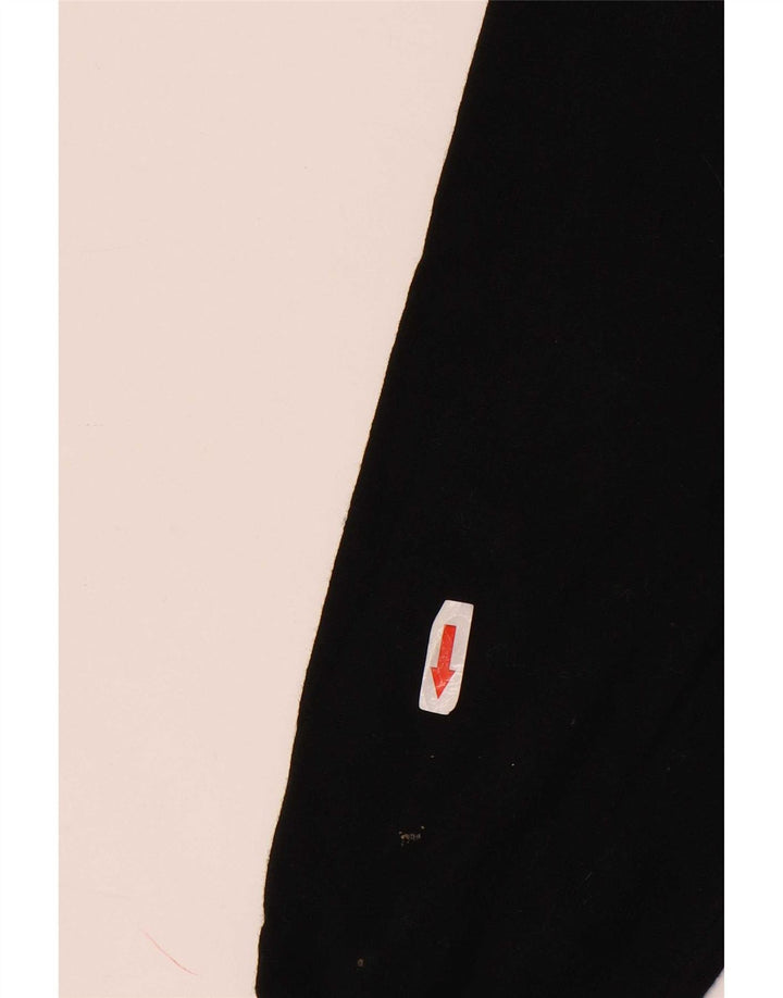 Maglione da uomo con zip e collo autografo, grande, in lana merino nera
