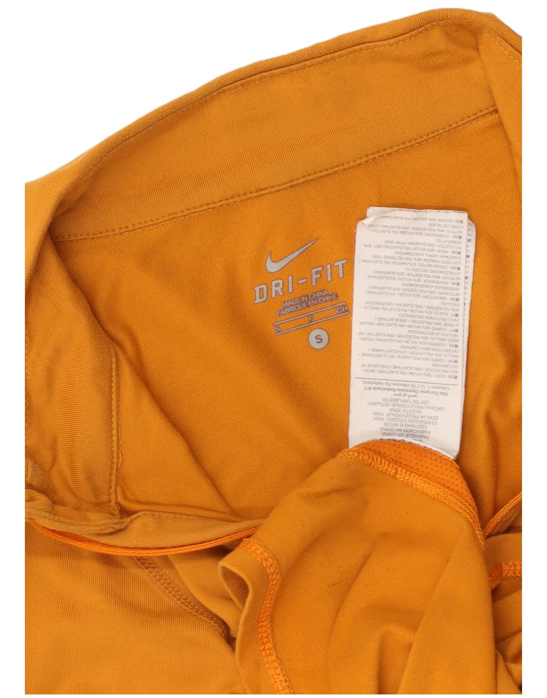 NIKE Top da tuta pullover con zip e collo Dri Fit da donna UK 10 Small Giallo