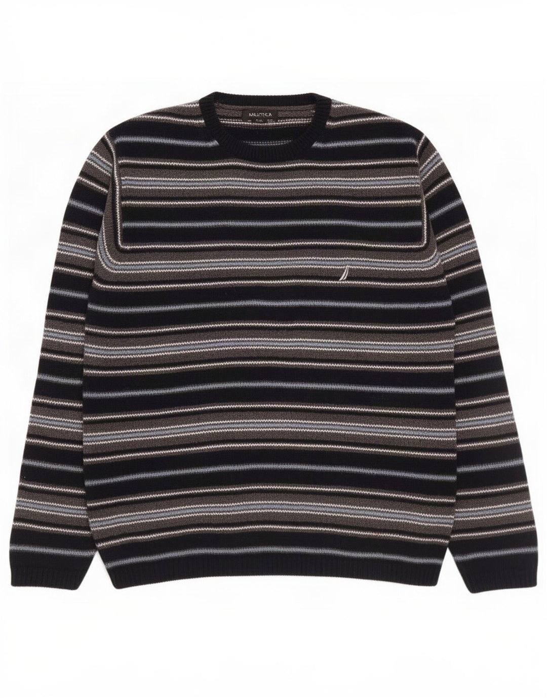 Maglione da uomo girocollo Nautica in cotone a righe medie blu navy