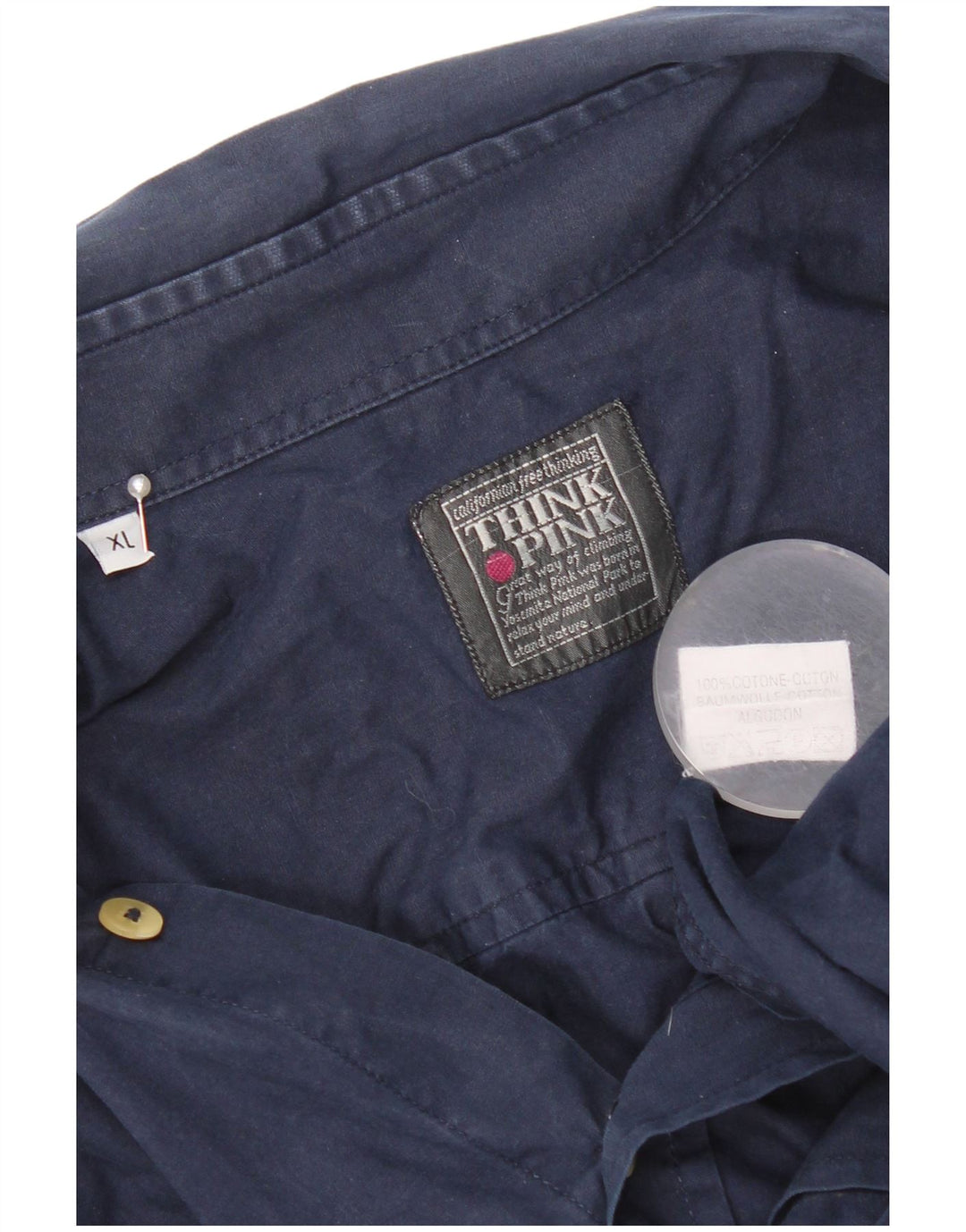 Camicia da uomo Think Pink XL in cotone blu navy