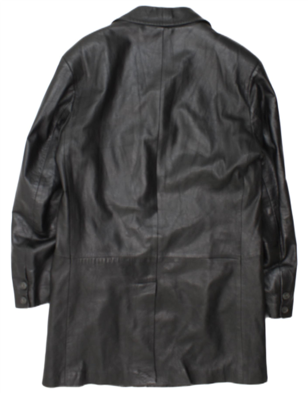 Cappotto in pelle vintage da uomo IT 50 grande in pelle nera