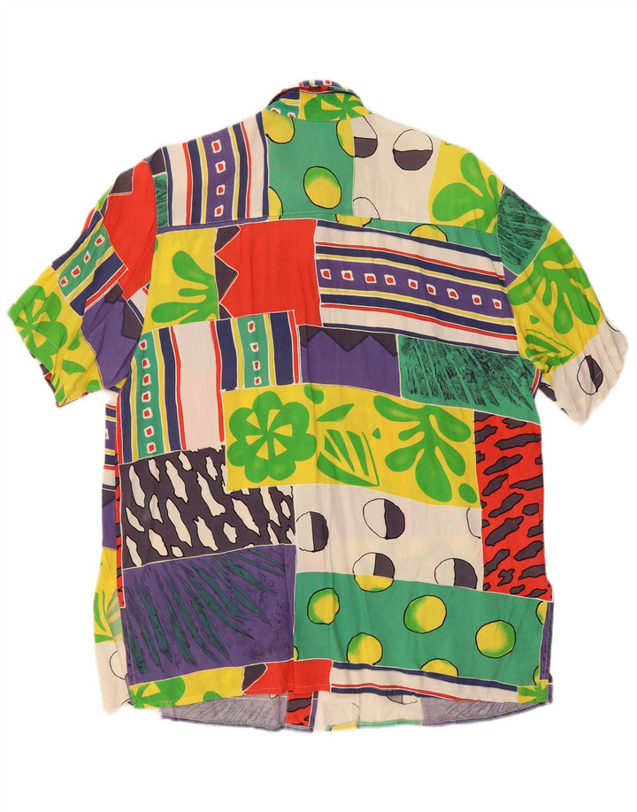 VINTAGE Womens Loose Fit Shirt EU 42 Large Multicoloured Patchwork