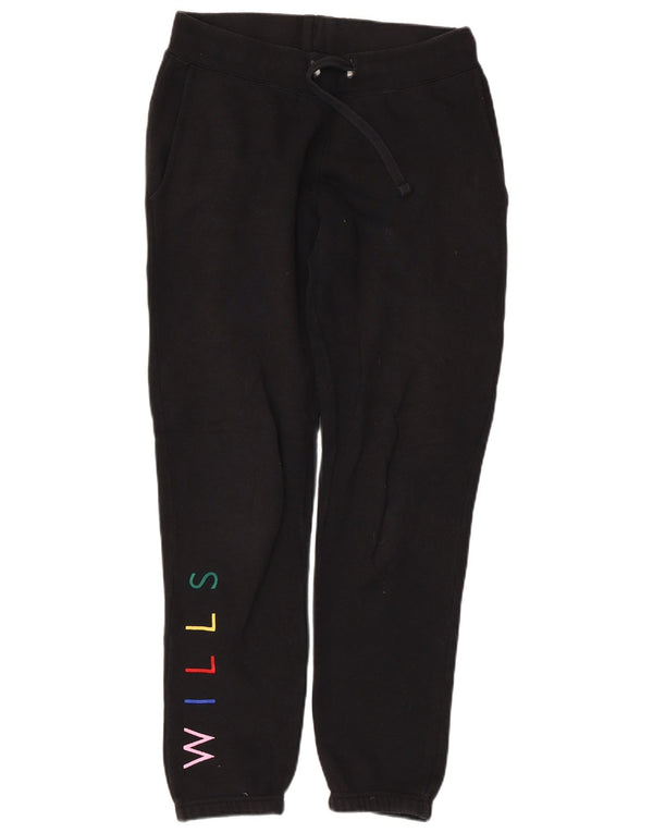 JACK WILLS Pantaloni da tuta con grafica da donna Joggers UK 8 Small Nero
