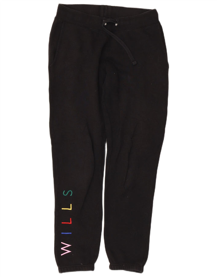 JACK WILLS Pantaloni da tuta con grafica da donna Joggers UK 8 Small Nero