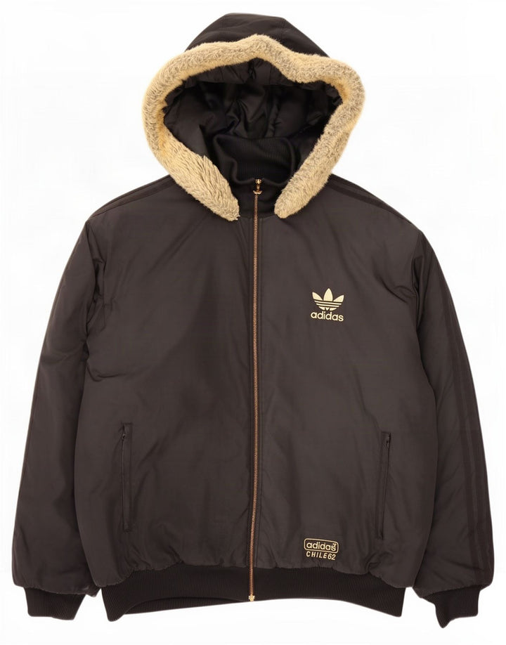 Giacca imbottita con cappuccio da uomo Adidas UK 42 XL poliestere nero