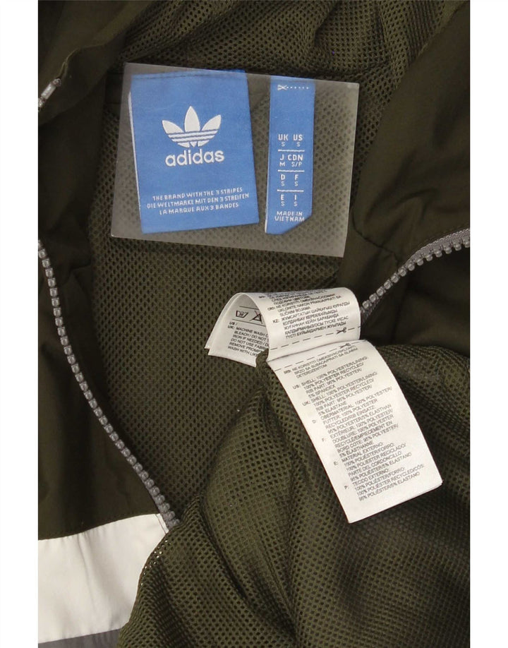 Giacca da ginnastica da uomo con cappuccio Adidas, piccola, in poliestere color block grigio