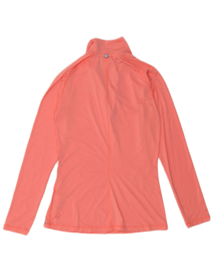 PUMA Top da donna con zip e collo a maniche lunghe UK 8 Small Rosa Poliestere
