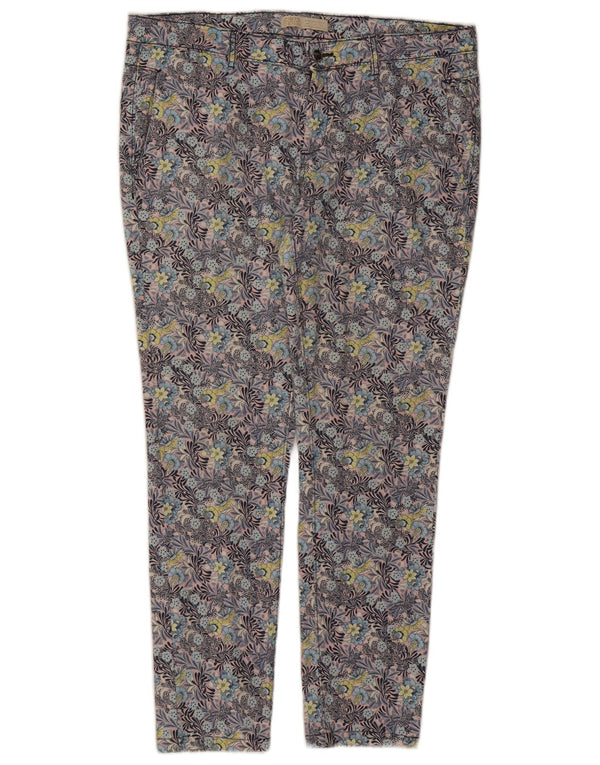 Pantaloni chino slim da donna Zara EU 42 Large W32 L27 floreale multicolore