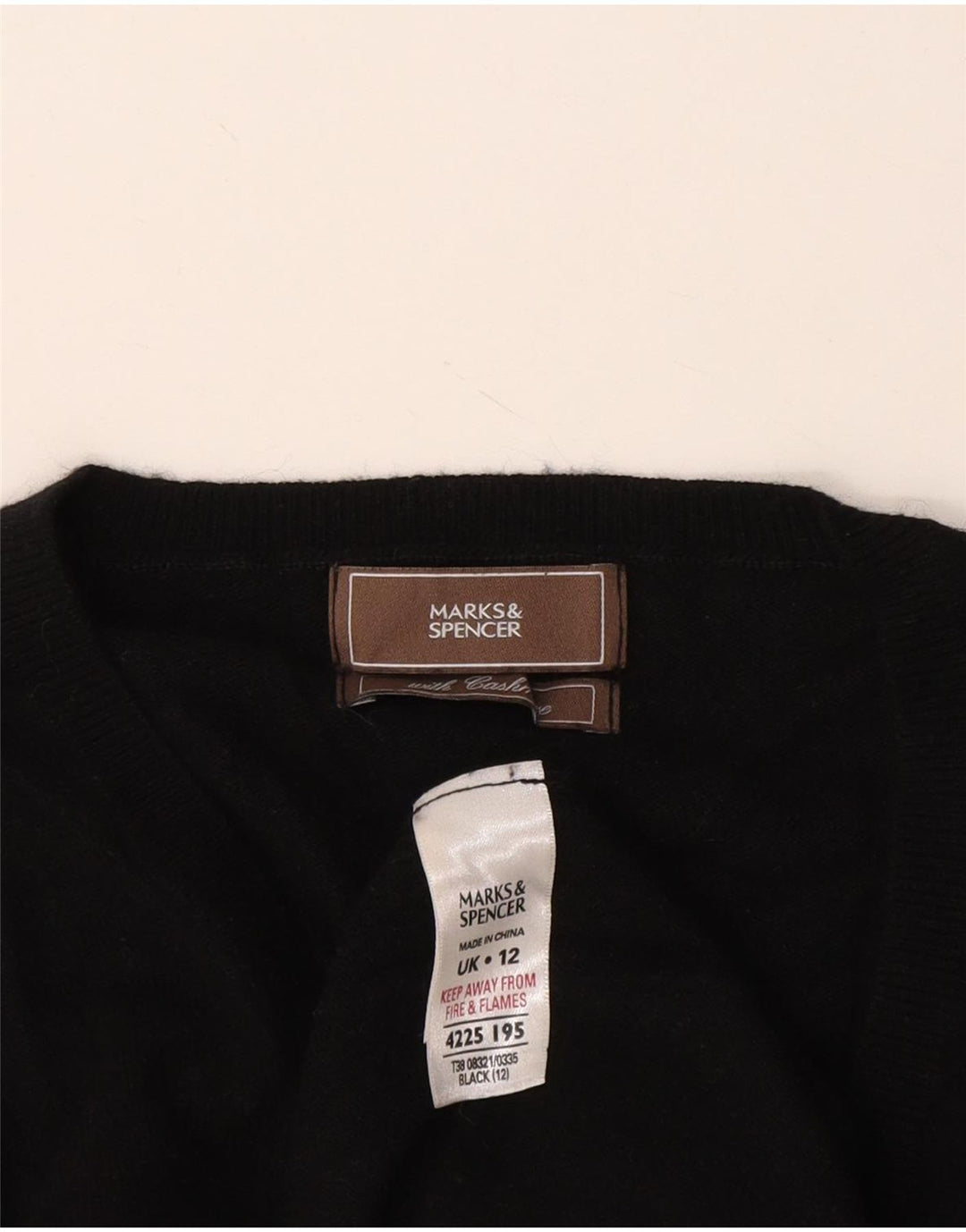 Maglione da donna Marks & Spencer con scollo a V UK 12 Viscosa nera media