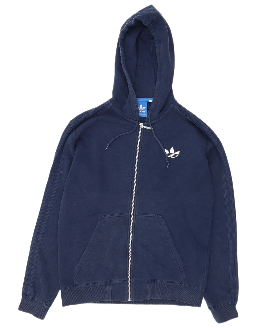 Maglione con cappuccio e zip da uomo Adidas in cotone blu navy medio
