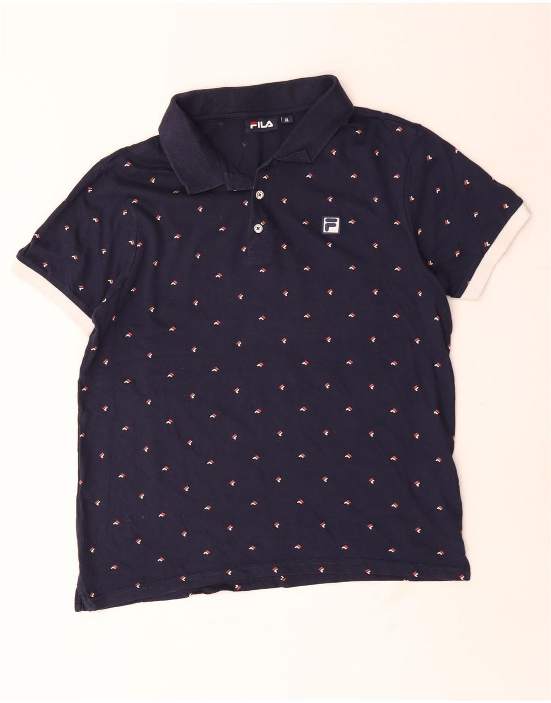 Polo da uomo Fila XL in cotone screziato blu navy