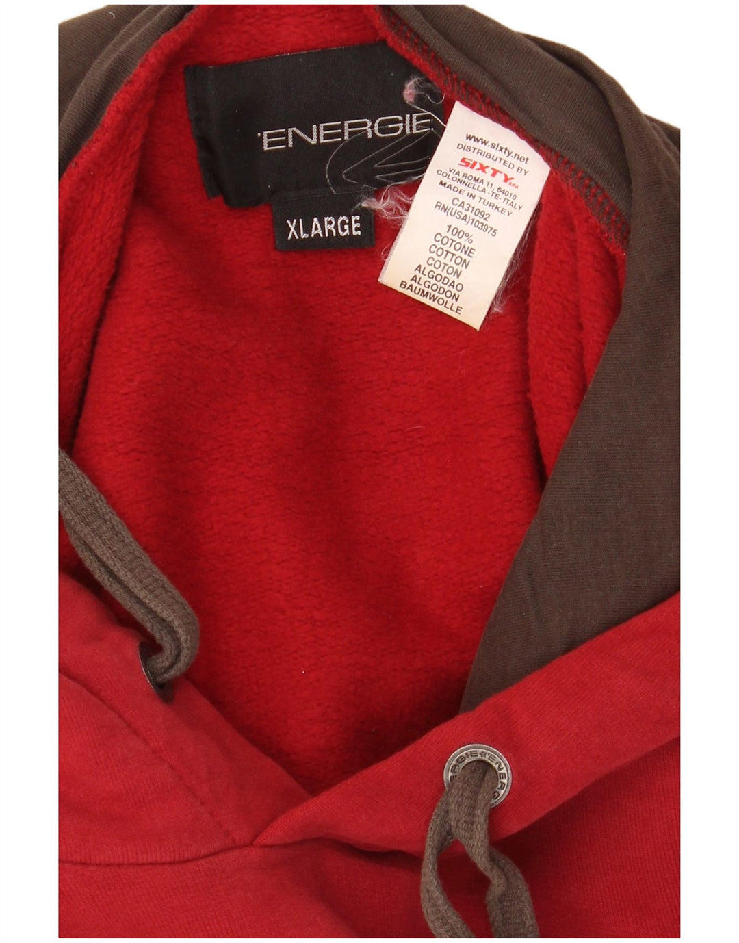 Felpa con cappuccio grafica da uomo ENERGIE XL in cotone rosso