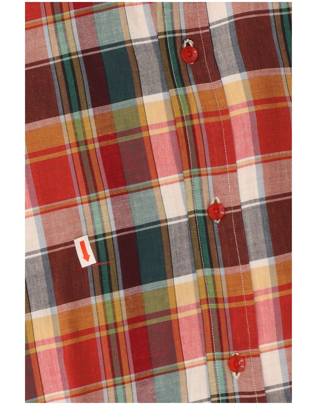 Camicia militare a maniche corte da uomo VINTAGE IT 50 scozzese medio multicolore