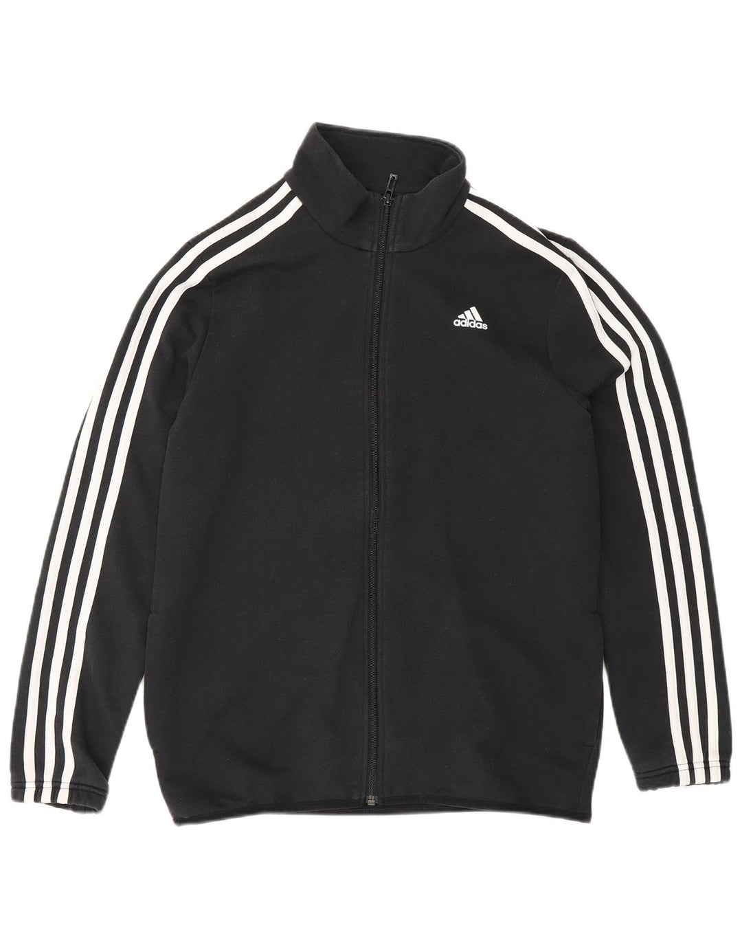 ADIDAS Boys Tracksuit Top Jacket 13-14 Years Black Cotton