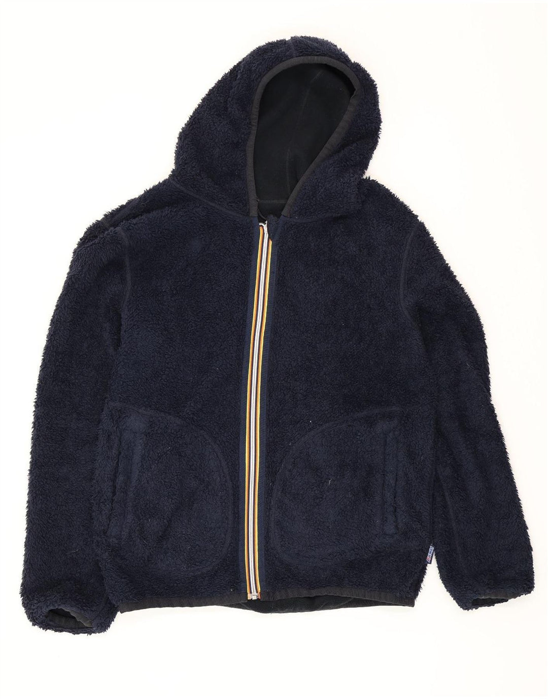 Giacca in pile reversibile con cappuccio da uomo K-Way UK 40 Large in poliestere blu navy