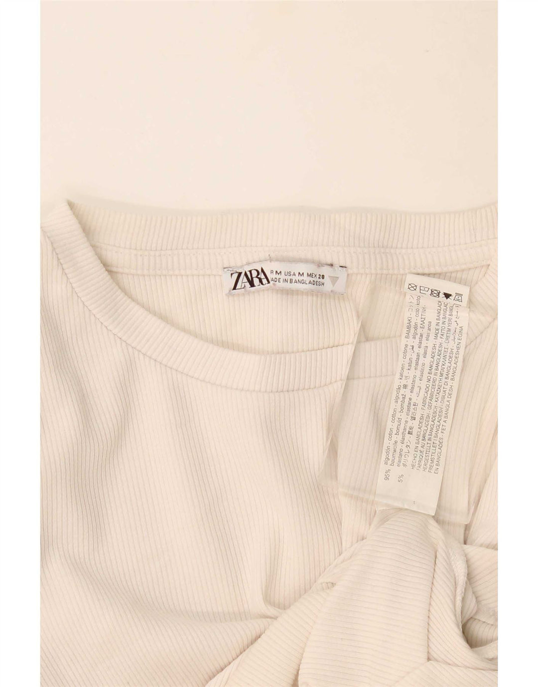 Body da donna Zara UK 12 cotone bianco sporco medio