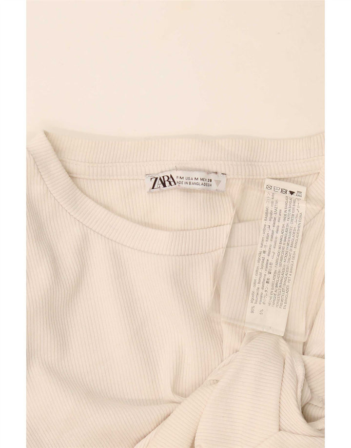Body da donna Zara UK 12 cotone bianco sporco medio