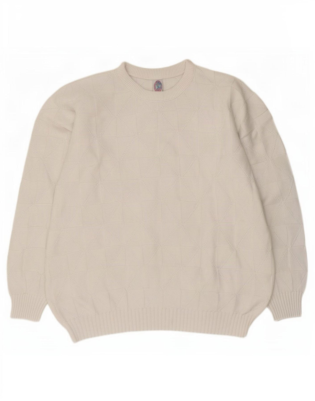 Maglione maglione girocollo vintage da uomo XL bianco