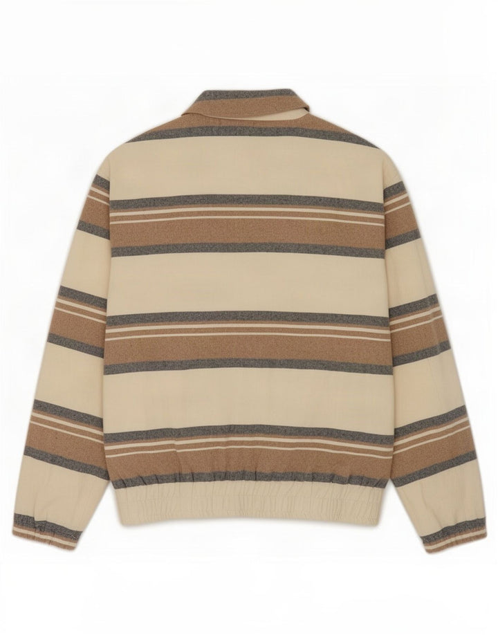 Giubbotto bomber da uomo Zara UK 38 Cotone a righe beige medio