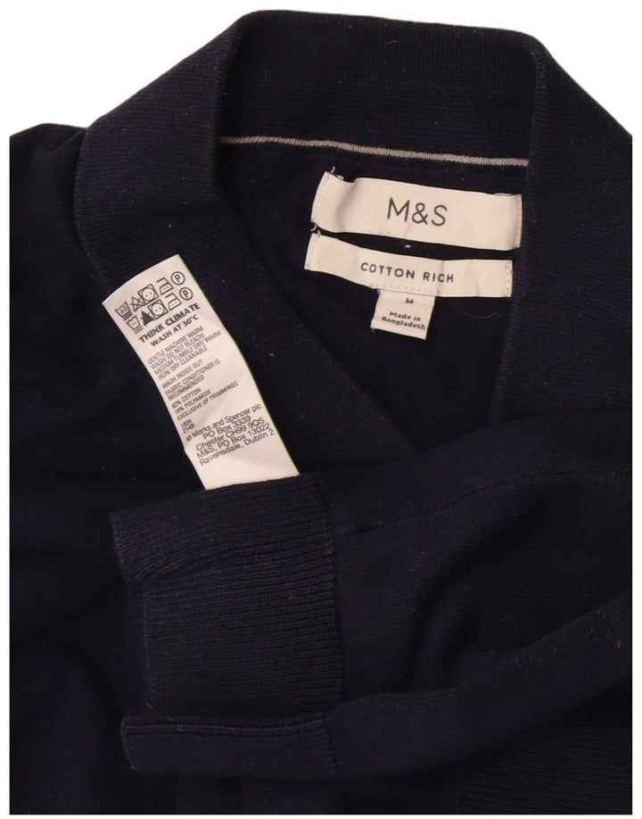 Maglione da uomo Marks & Spencer con collo alto in cotone blu navy medio