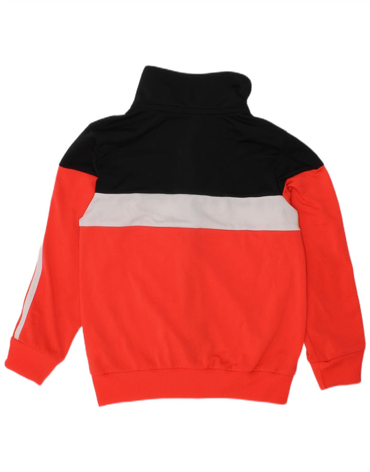 ADIDAS Boys Tracksuit Top Jacket 6-7 Years Red Colourblock Polyester