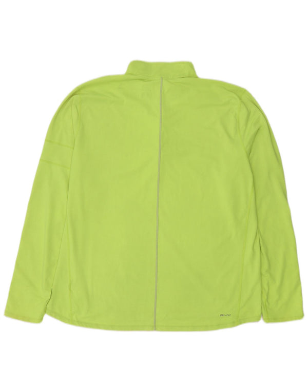 Top della tuta da ginnastica Nike Dri Fit con collo e zip da uomo 2XL verde poliestere