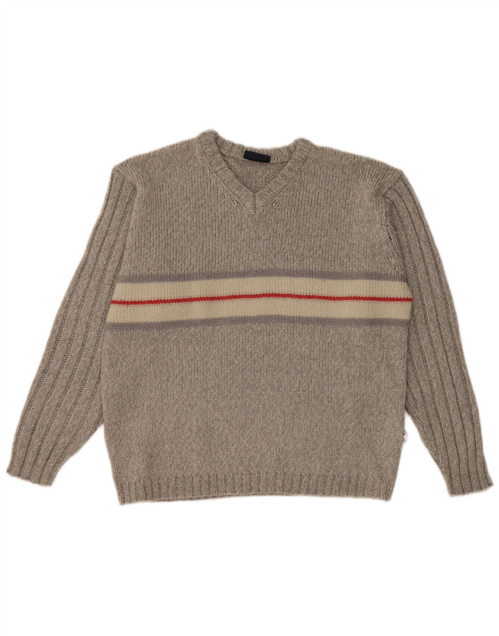 Maglione da donna con scollo a V Tom Tailor UK 16 Large Grey Colourblock
