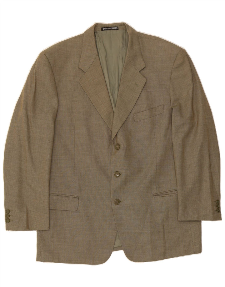 PIERRE CARDIN Mens 3 Button Blazer Jacket IT 54 2XL Khaki Wool Vintage Pierre Cardin and Second-Hand Pierre Cardin from Messina Hembry 