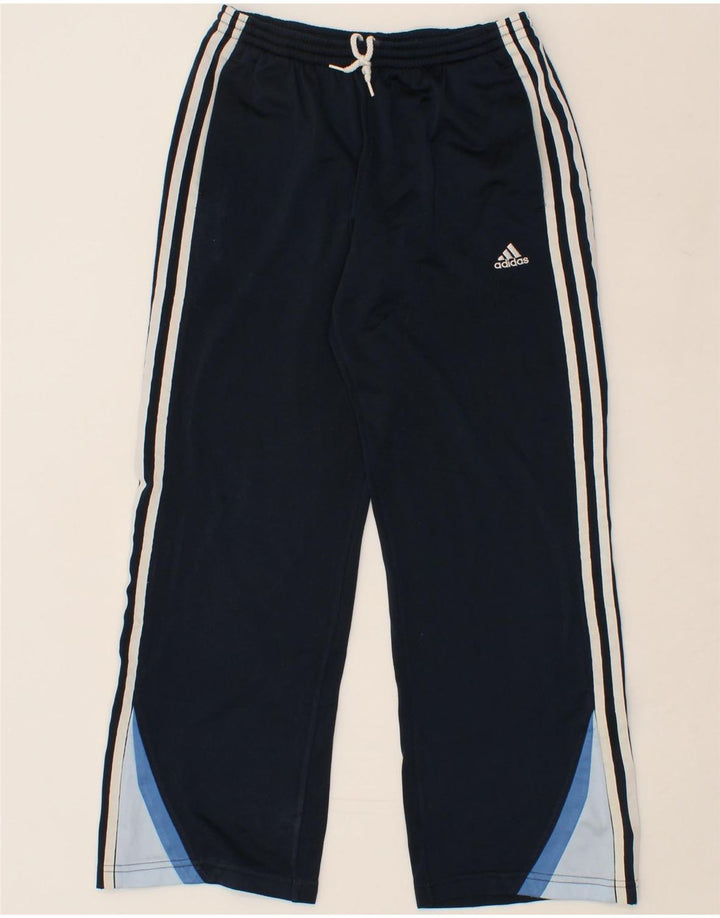 ADIDAS Boys Tracksuit Trousers 11-12 Years Navy Blue Colourblock Polyester Vintage Adidas and Second-Hand Adidas from Messina Hembry 