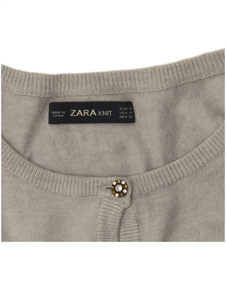 Maglione cardigan corto da donna Zara UK 12 Grigio medio