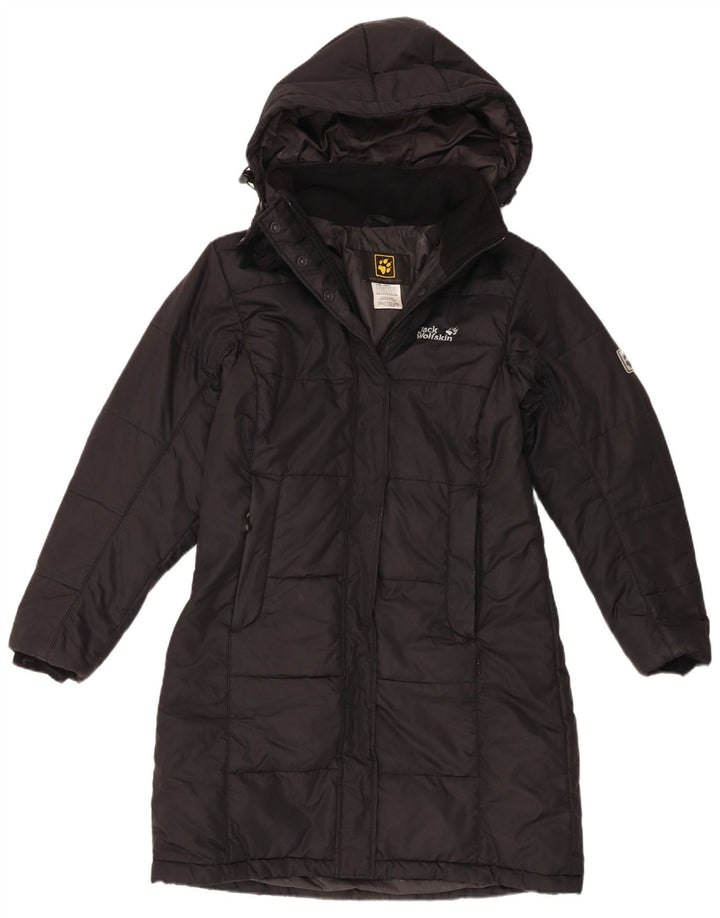 Cappotto imbottito con cappuccio da donna Jack Wolfskin UK 10 piccolo poliestere nero