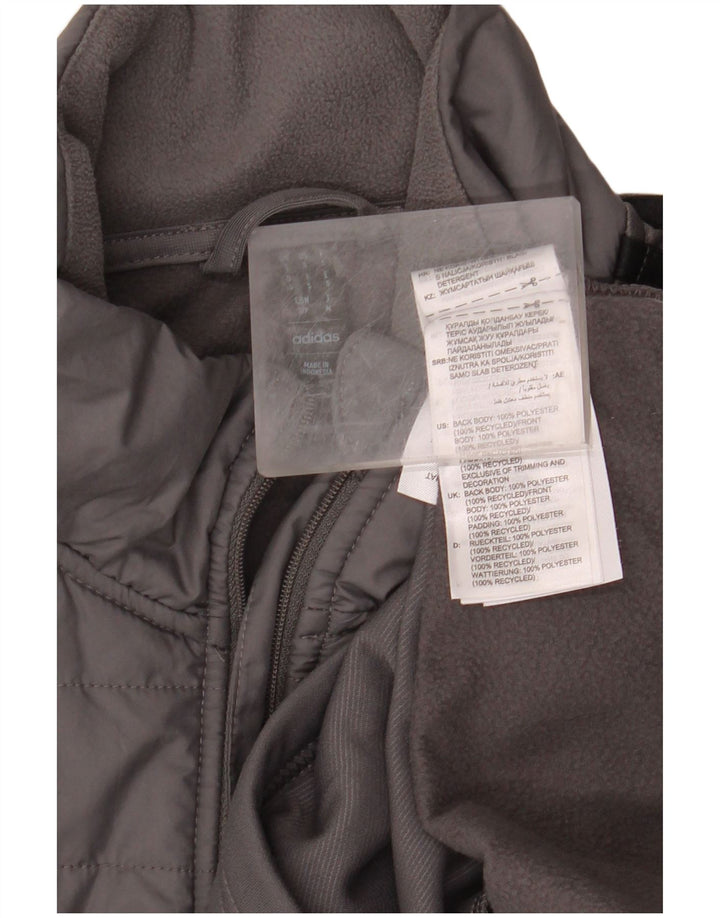 Felpa ADIDAS da uomo Aeroready con zip e collo, piccola, in poliestere grigio