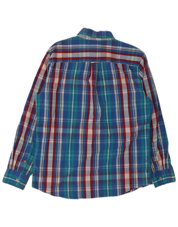 Camicia Chaps da uomo Easy Care in cotone a quadri blu medio