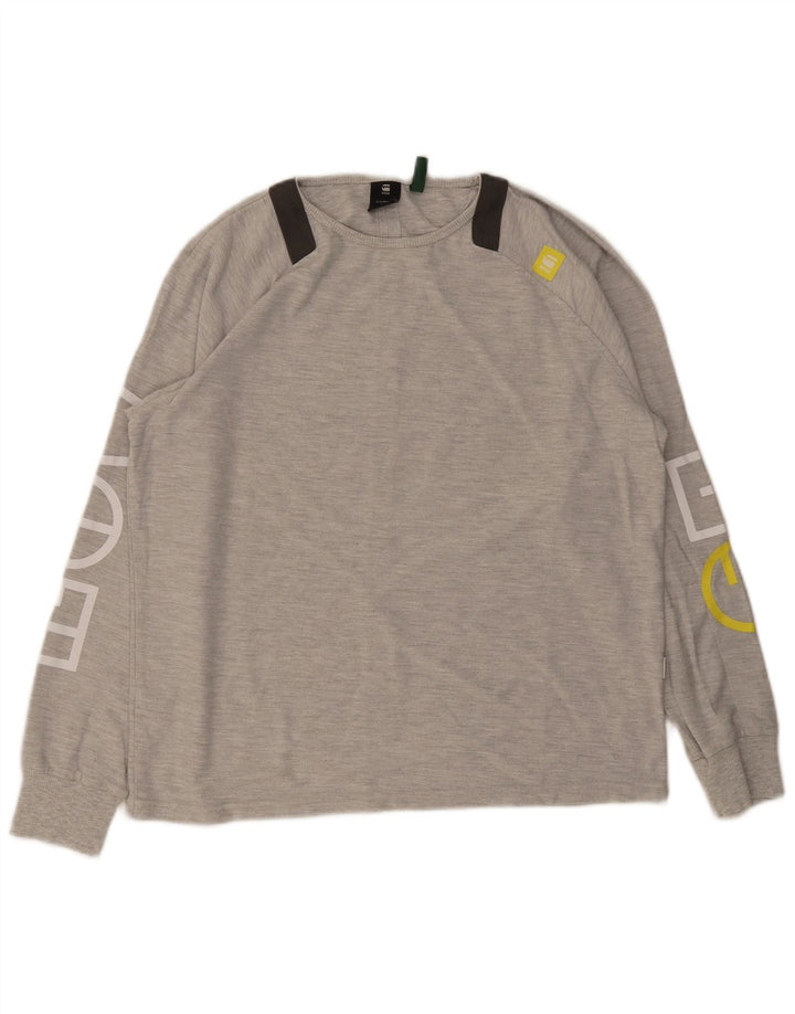 Top grafico da uomo G-Star a maniche lunghe XL in cotone grigio